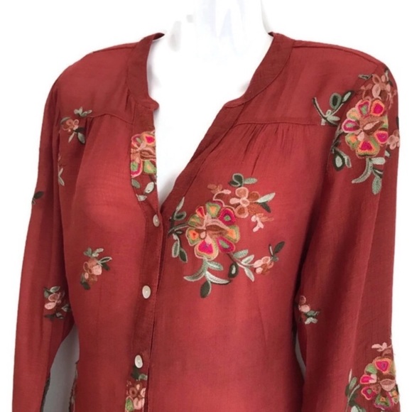 Anthropologie Fig & Flower embroidered button front blouse Size 3X - Picture 3 of 8